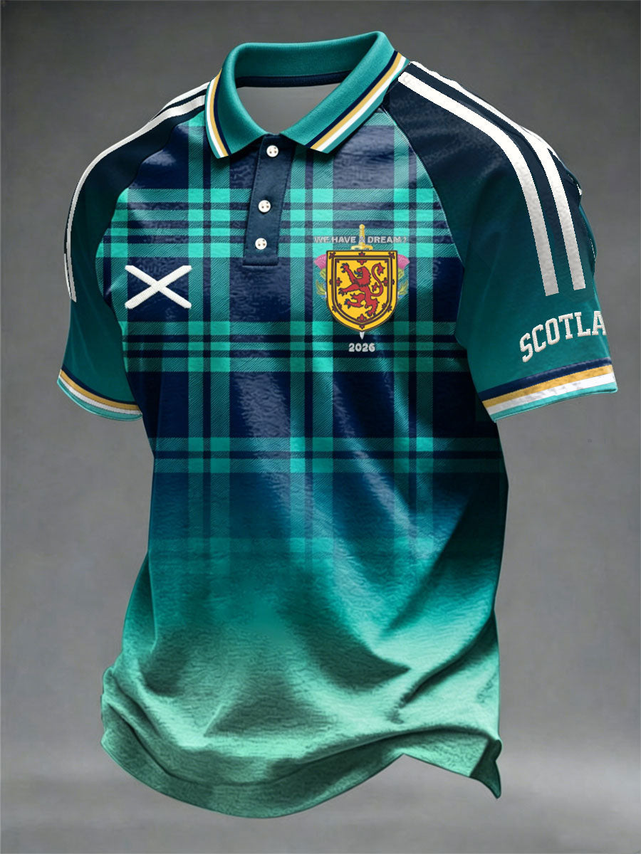 Men's UK Football Lover Scotland Printed three buttons shoulder sleeve