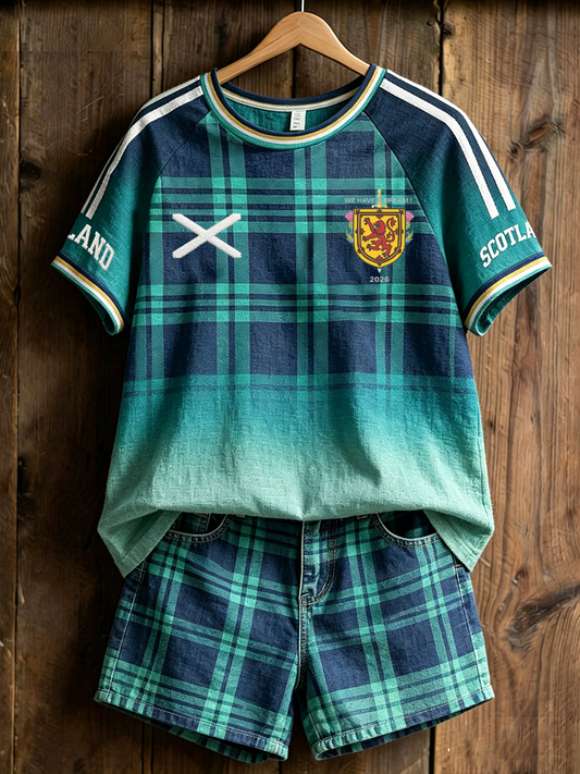 Women's UK Football Lover Scotland Printed linen short-sleeved T-shirt