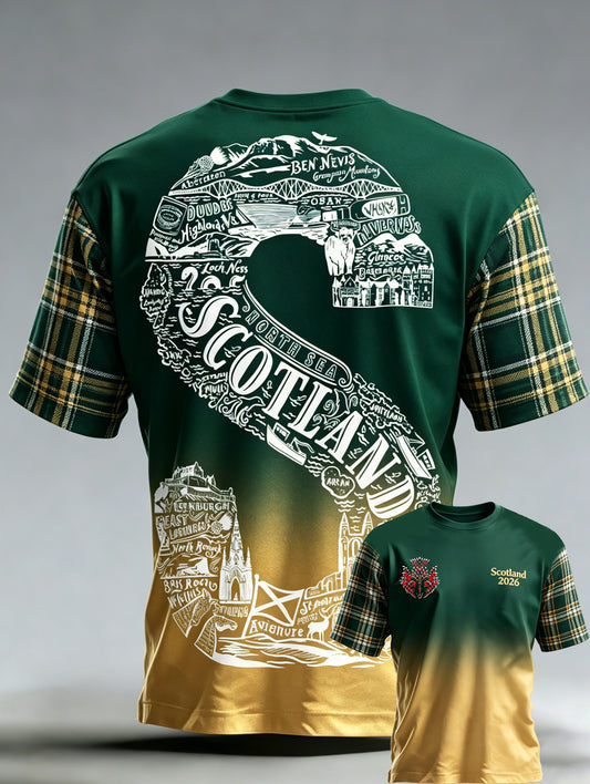 Men's Uk/Scotland Football Match Cheering Art Print Short-Sleeve T-Shirt