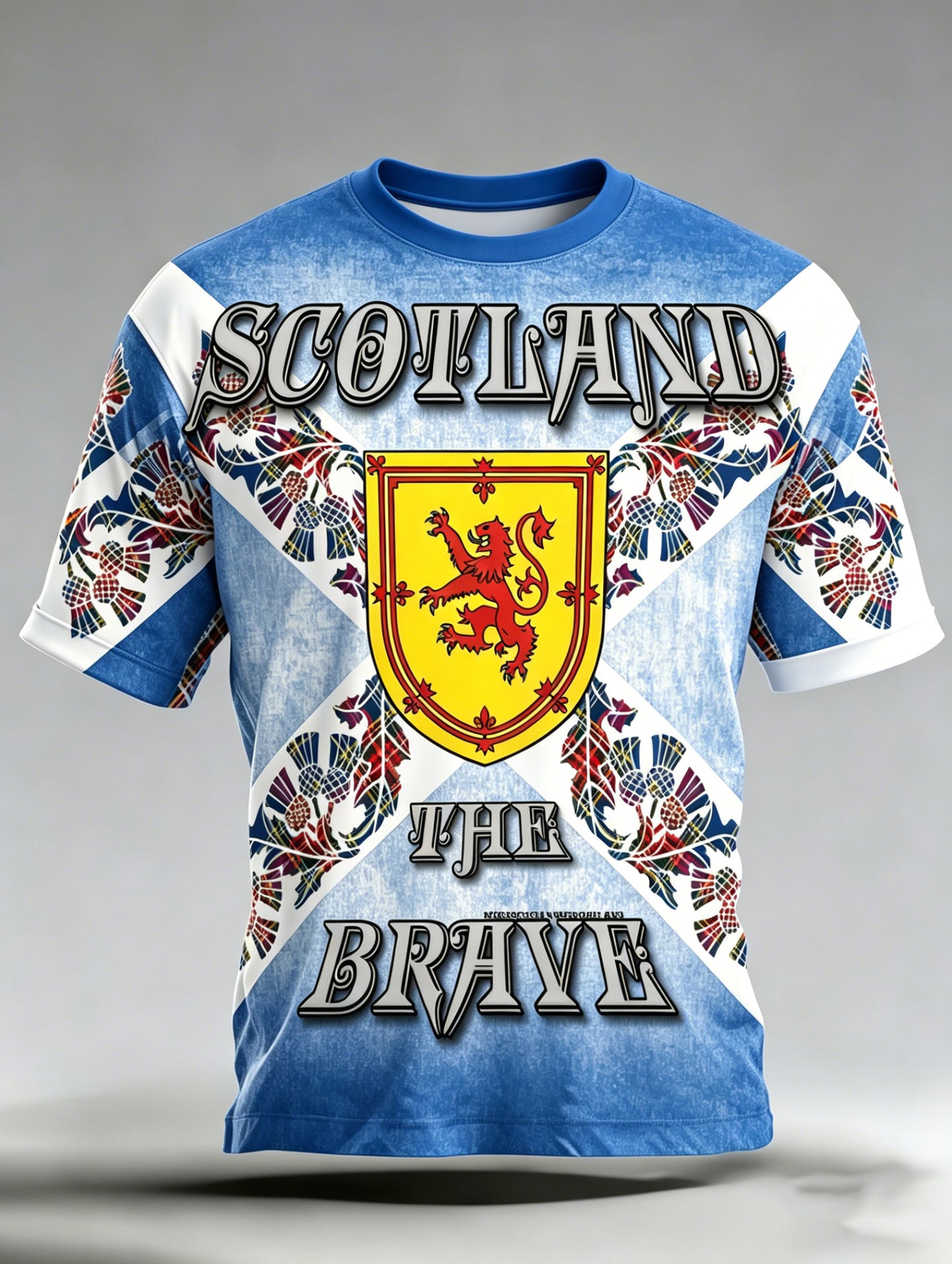 Men's Uk/Scotland Football Match Cheering Art Print Short-Sleeve T-Shirt