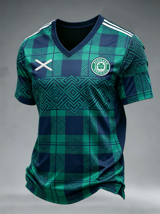 Men's UK Football Lover Scotland Printed V-neck T-shirt