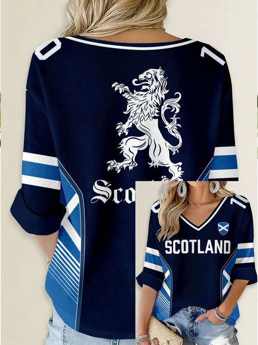 Women's UK Football Lover Scotland Printed Waffle T-shirt