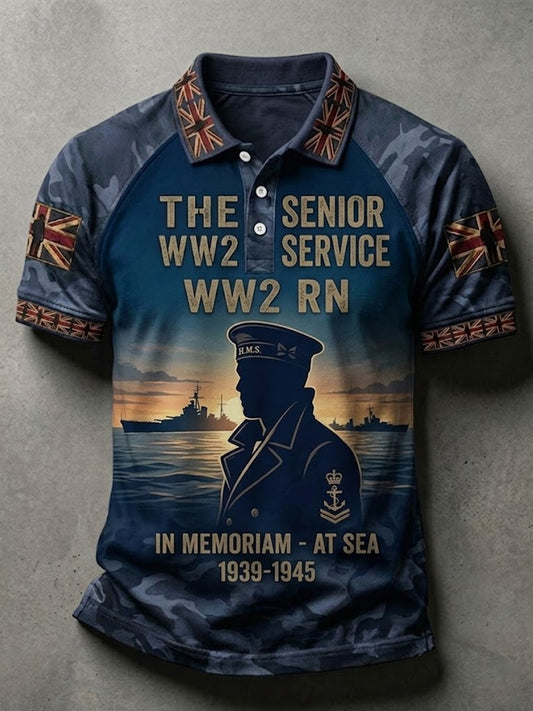 Men's UK Flag Royal Navy Veteran Camouflage Print Casual Polo