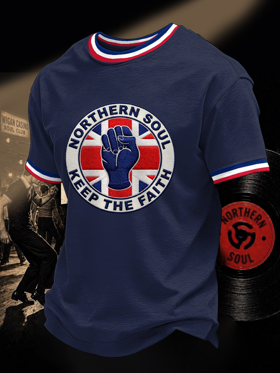 Men's Retro Northern Soul Keep The Faith Print Casual Tee