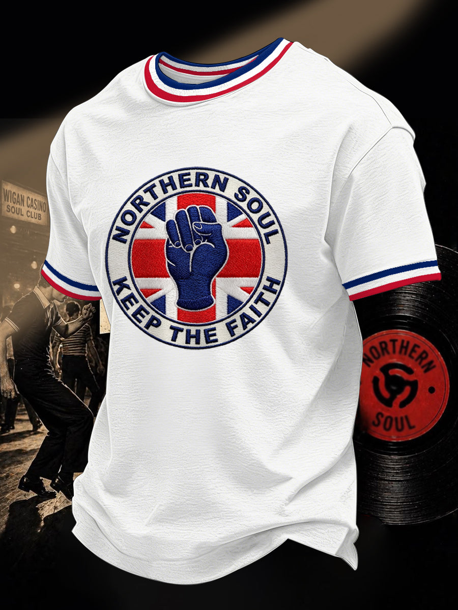 Men's Retro Northern Soul Keep The Faith Print Casual Tee