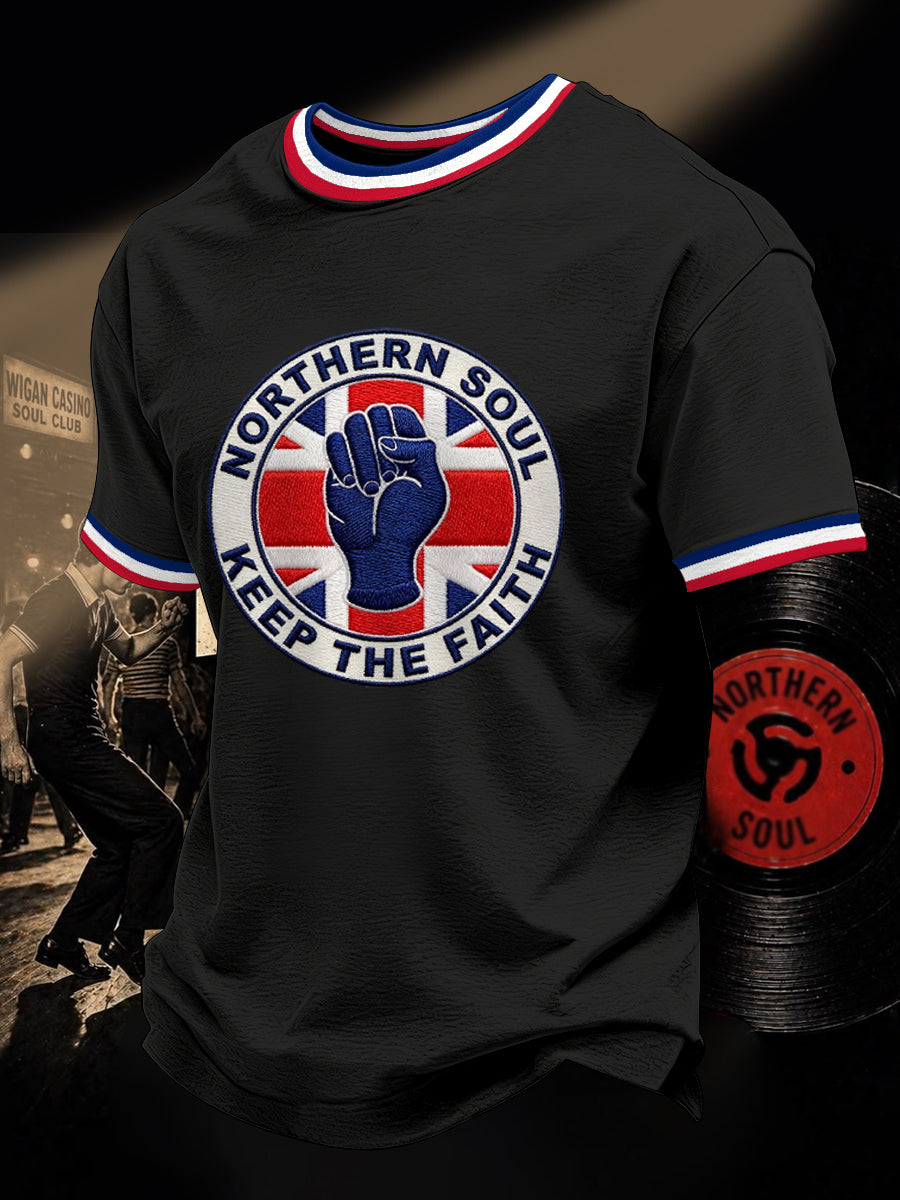 Men's Retro Northern Soul Keep The Faith Print Casual Tee