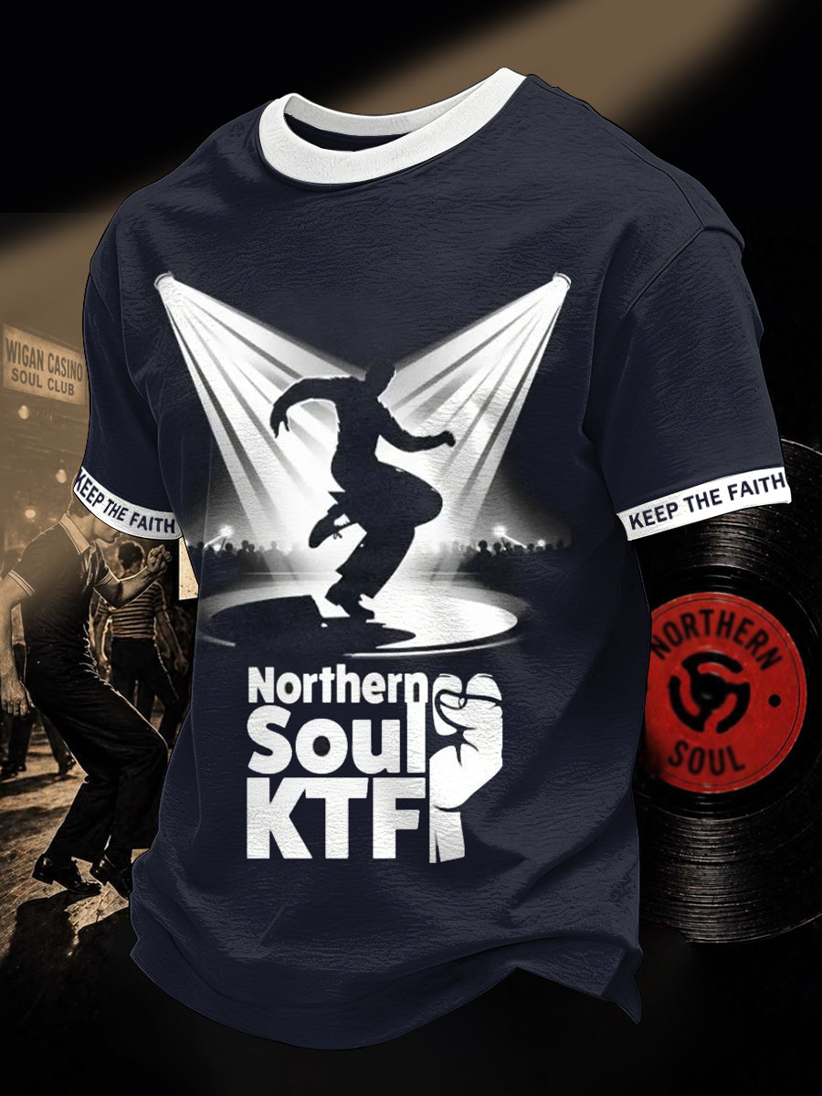 Men's Retro Northern Soul Keep The Faith Print Casual Tee