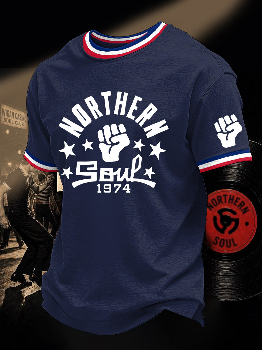 Men's Retro Northern Soul Print Casual Tee