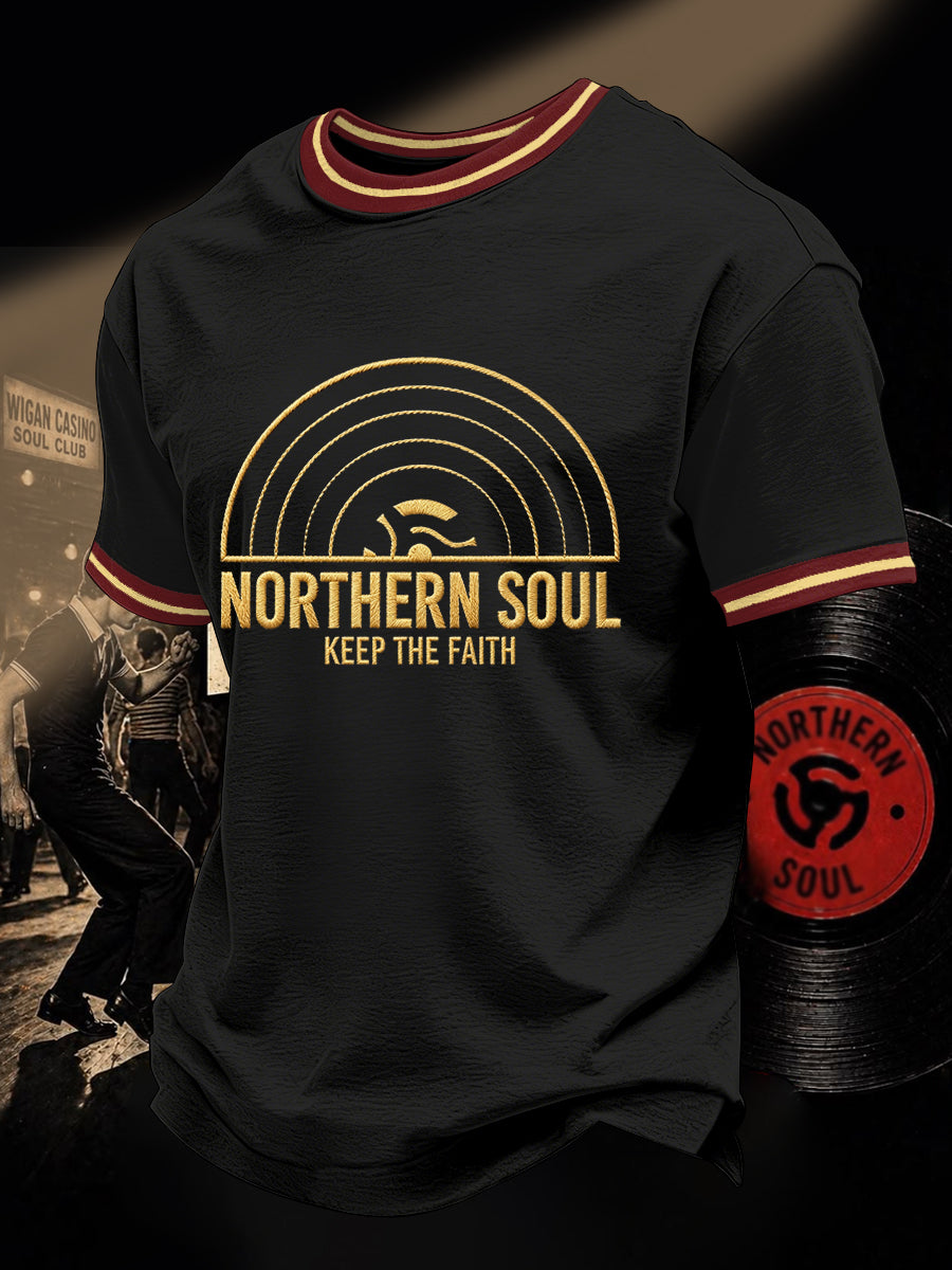 Men's Retro Northern Soul Keep The Faith Print Casual Tee