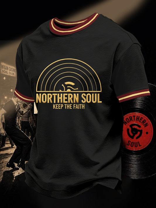 Men's Retro Northern Soul Keep The Faith Print Casual Tee