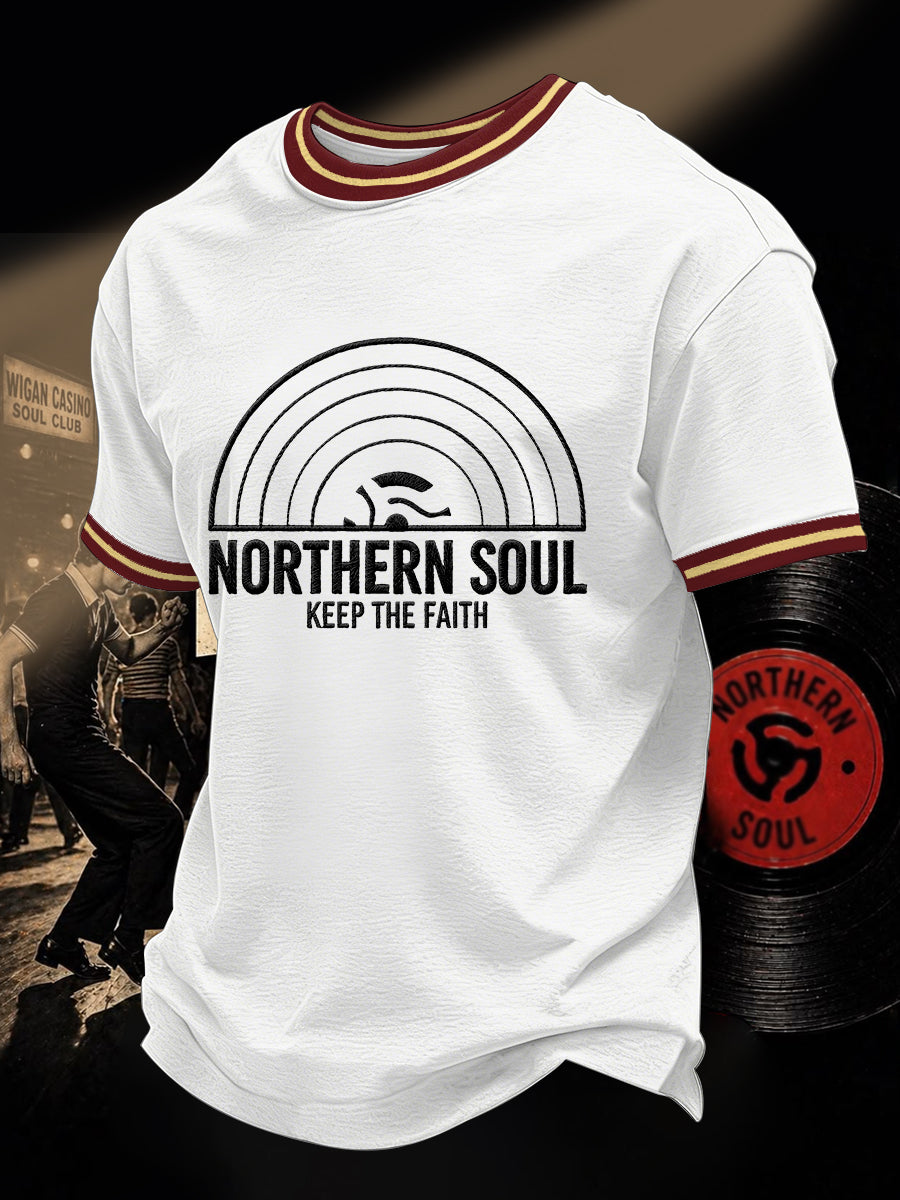 Men's Retro Northern Soul Keep The Faith Print Casual Tee