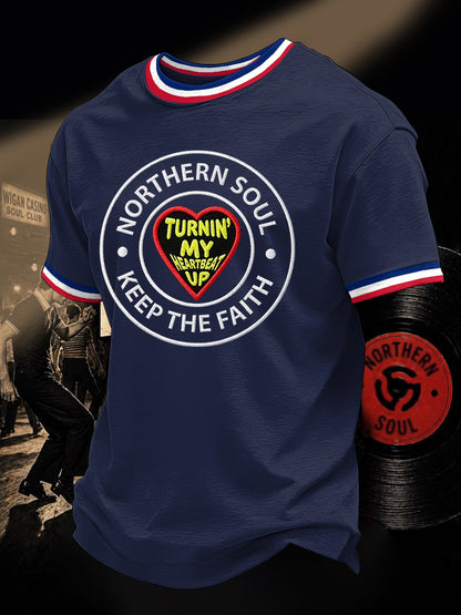 Men's Retro Northern Soul Keep The Faith Print Casual Tee