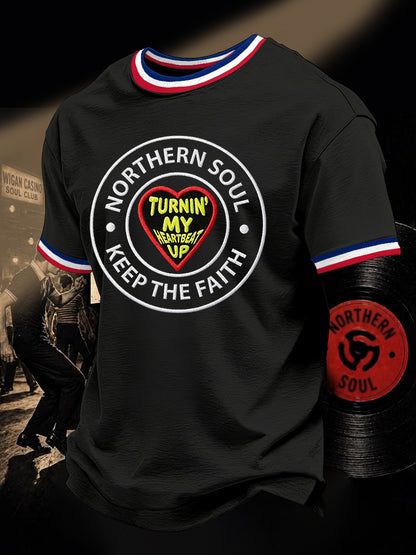 Men's Retro Northern Soul Keep The Faith Print Casual Tee
