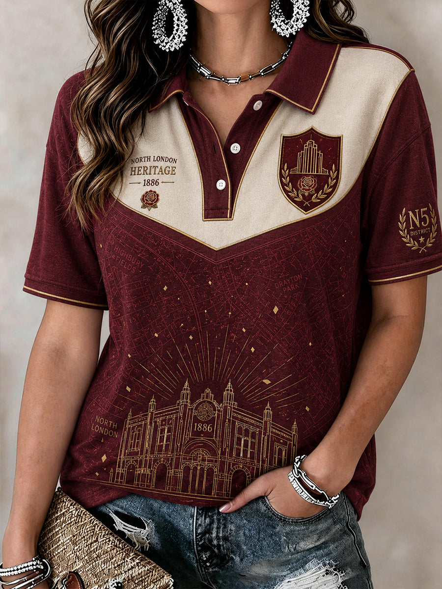 Women's Retro Football Art Print Short-Sleeve Shirt