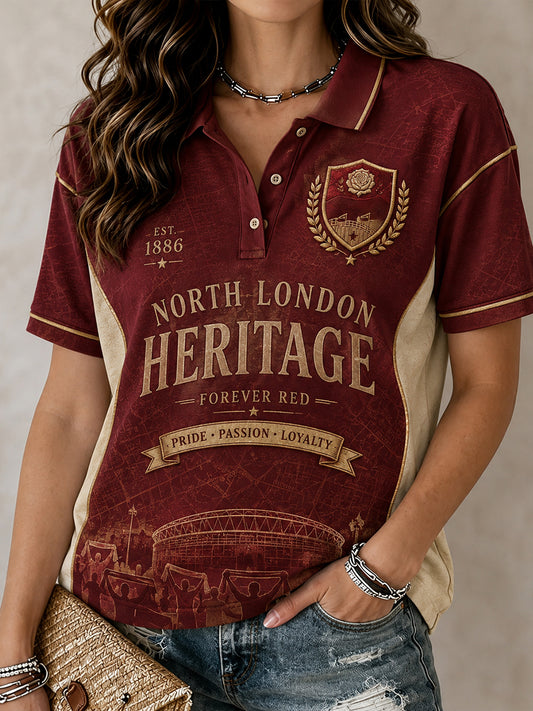 Women's Retro Football Art Print Short-Sleeve Shirt