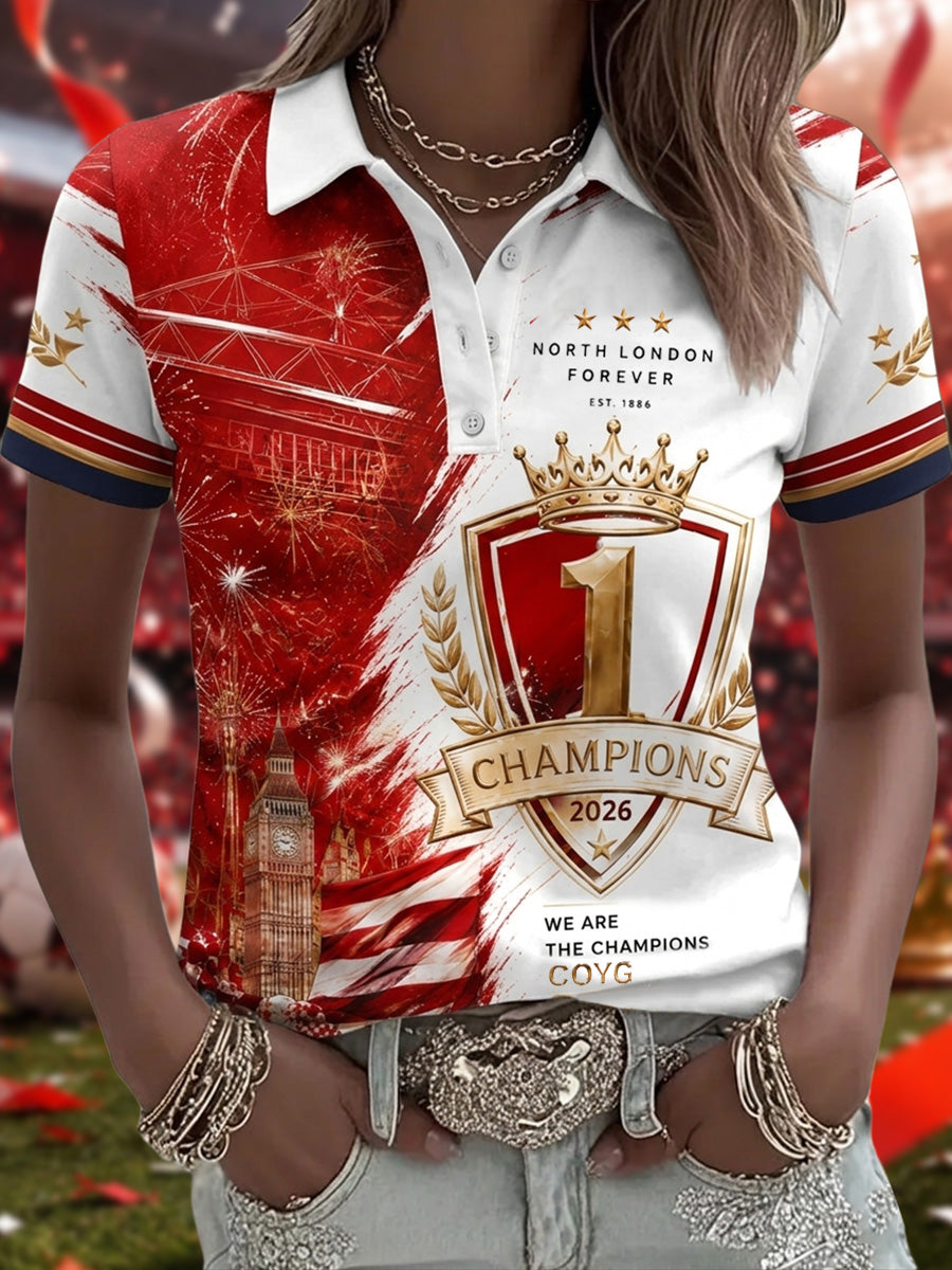 Women's Gift For Football Fans Print Casual Polo