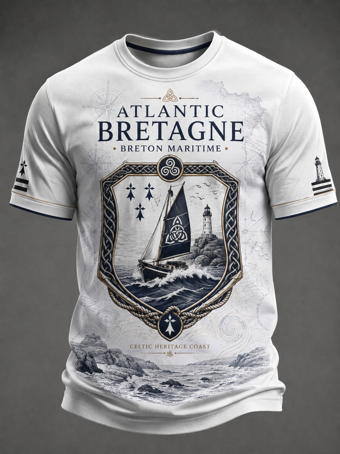 T-shirt pour hommes imprimé celtique de Bretagne, France