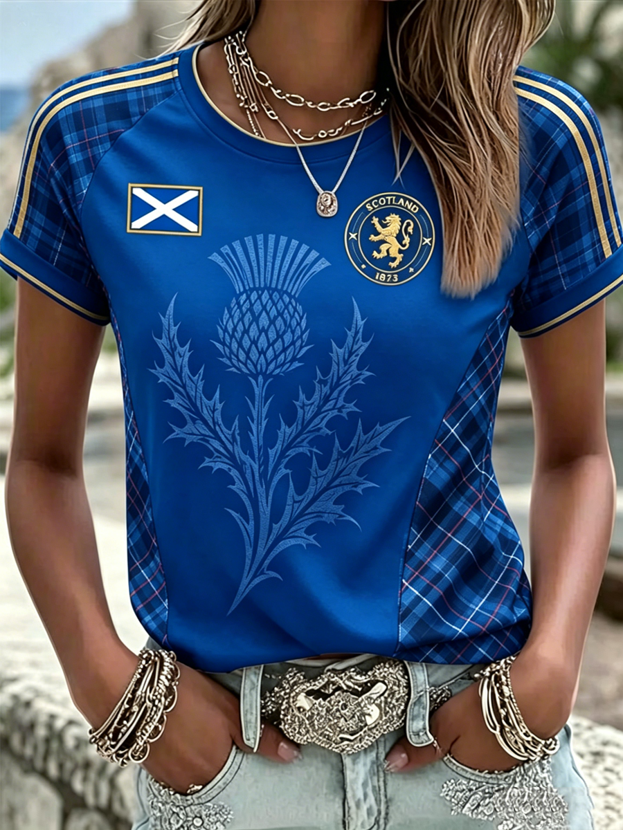 Women's SCOTLAND Printed round neck short sleeve T-shirt