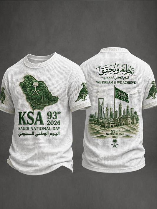 Men's Saudi National Day Waffle Short Sleeve Tee