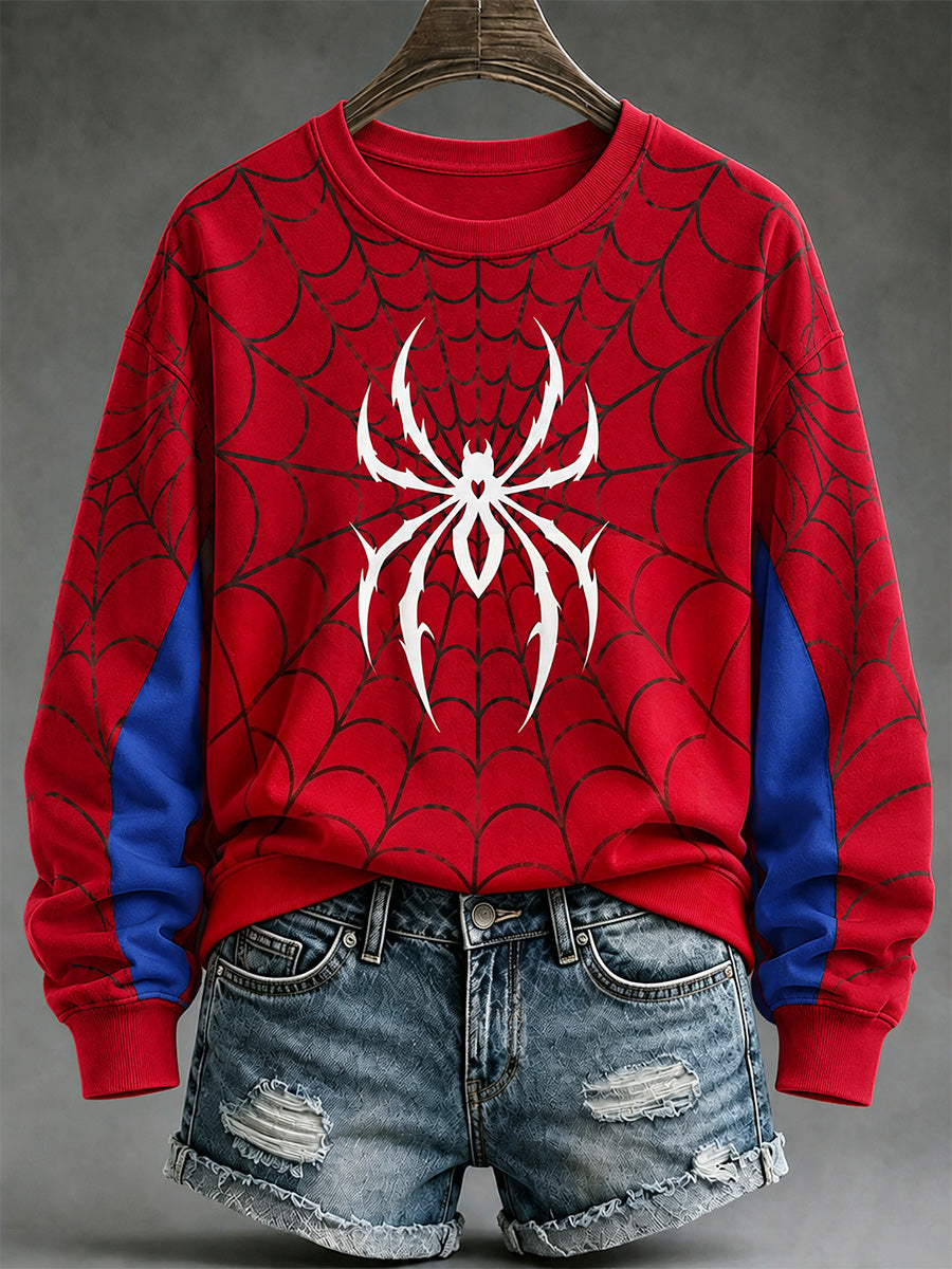 Women's Spider Print Casual Sweatshirt