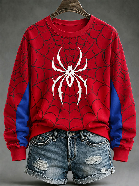 Women's Spider Print Casual Sweatshirt
